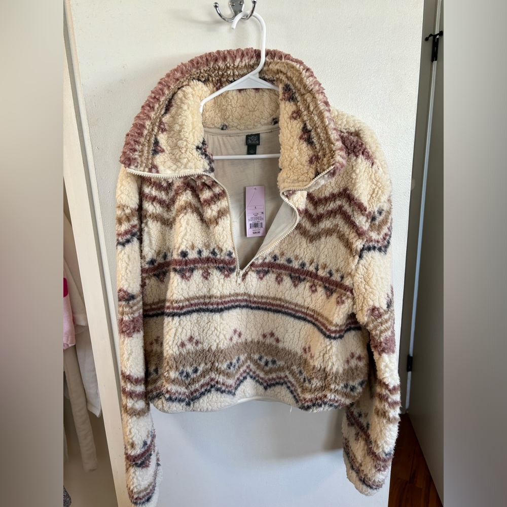Women’s Wild Fable Aztec Sherpa Cropped Jacket Size L